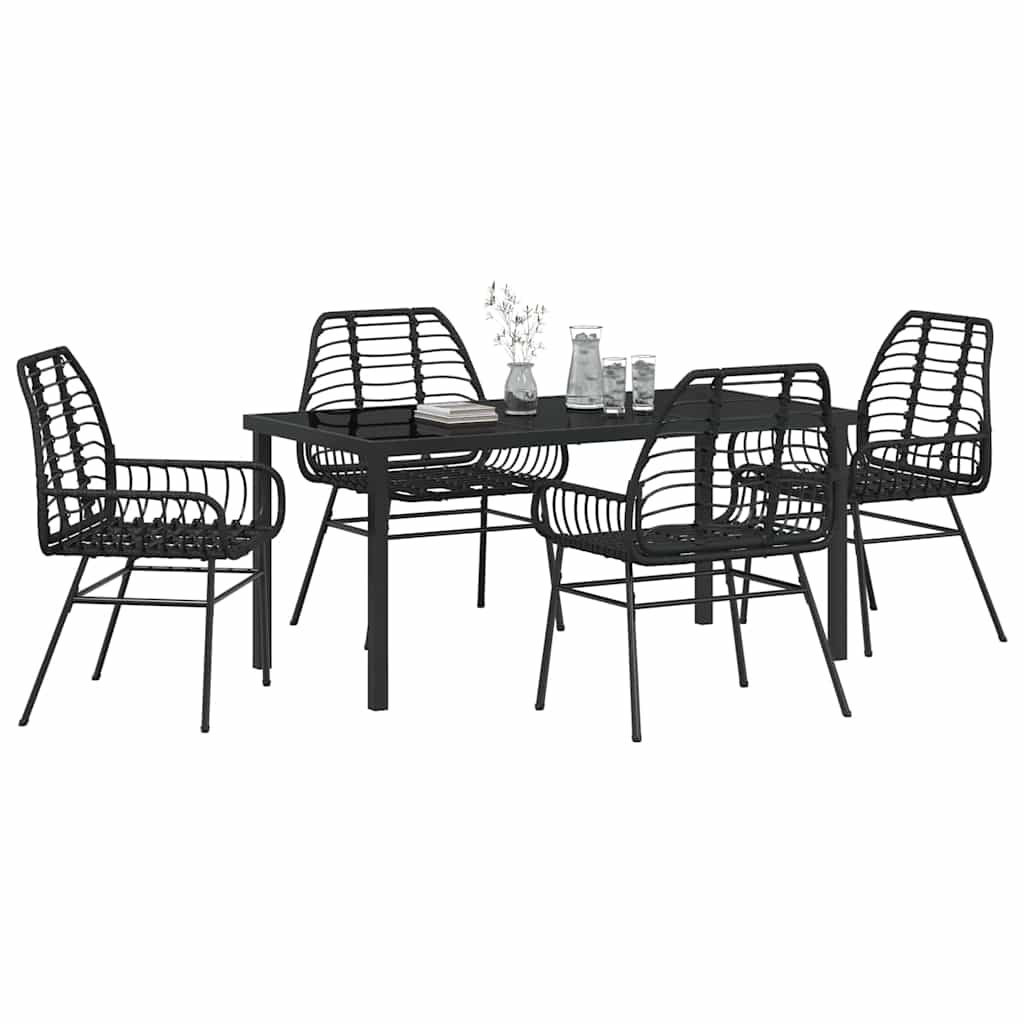 Set da Pranzo per Giardino 5 pcs Nero polyrattan - homemem39