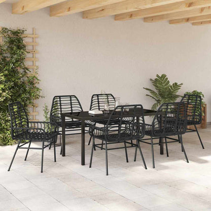 Set da Pranzo per Giardino 7 pcs Nero polyrattan - homemem39