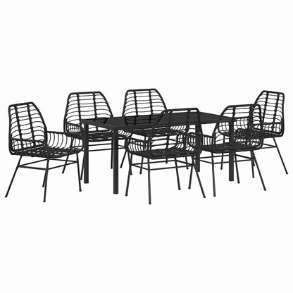 Set da Pranzo per Giardino 7 pcs Nero polyrattan - homemem39