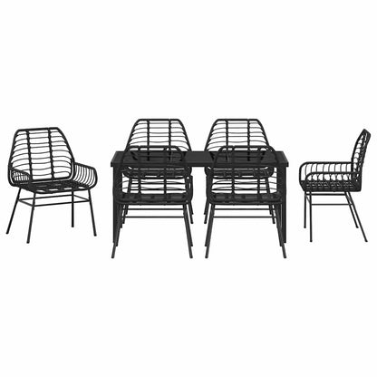 Set da Pranzo per Giardino 7 pcs Nero polyrattan - homemem39