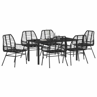 Set da Pranzo per Giardino 7 pcs Nero polyrattan - homemem39