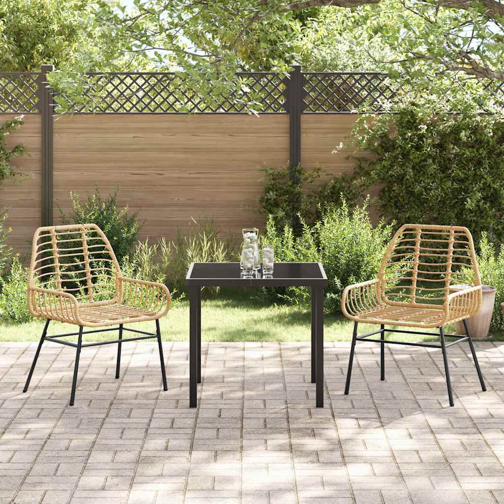 Set da Pranzo per Giardino 3 pcs Marrone polyrattan - homemem39