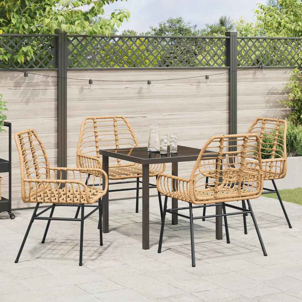 Set da Pranzo per Giardino 5 pcs Marrone polyrattan - homemem39