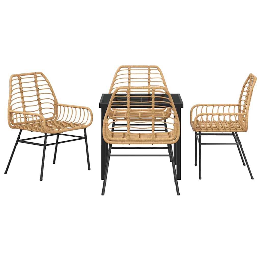Set da Pranzo per Giardino 5 pcs Marrone polyrattan - homemem39