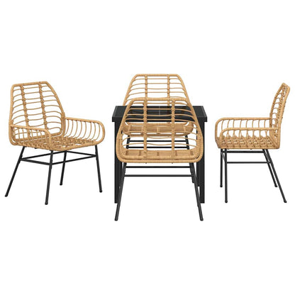 Set da Pranzo per Giardino 5 pcs Marrone polyrattan - homemem39