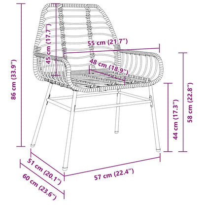 Set da Pranzo per Giardino 5 pcs Marrone polyrattan | homemem39