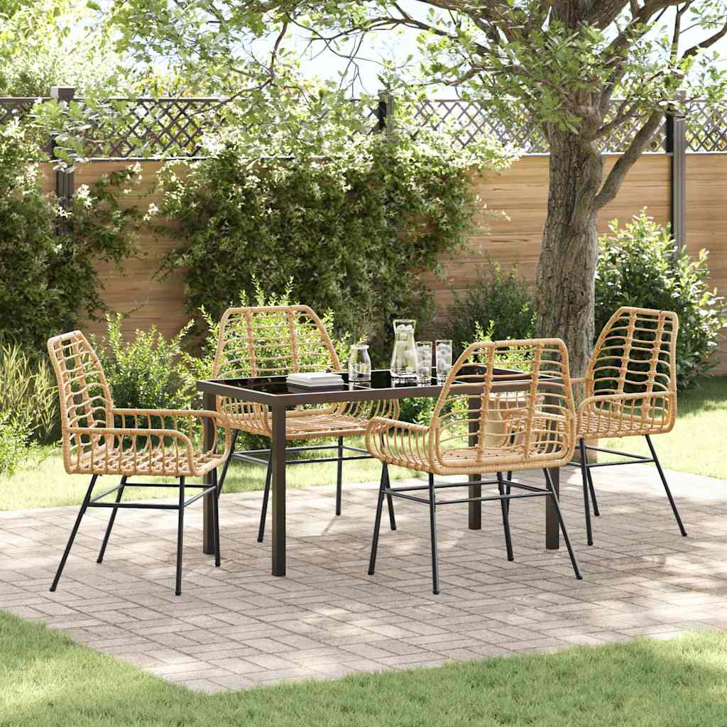Set da Pranzo per Giardino 5 pcs Marrone polyrattan - homemem39