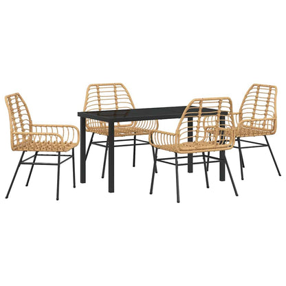 Set da Pranzo per Giardino 5 pcs Marrone polyrattan - homemem39