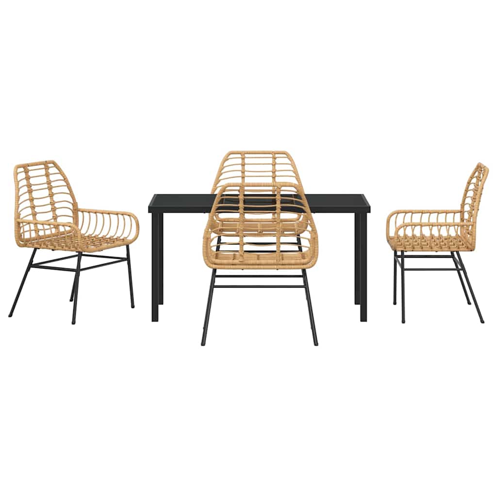 Set da Pranzo per Giardino 5 pcs Marrone polyrattan - homemem39