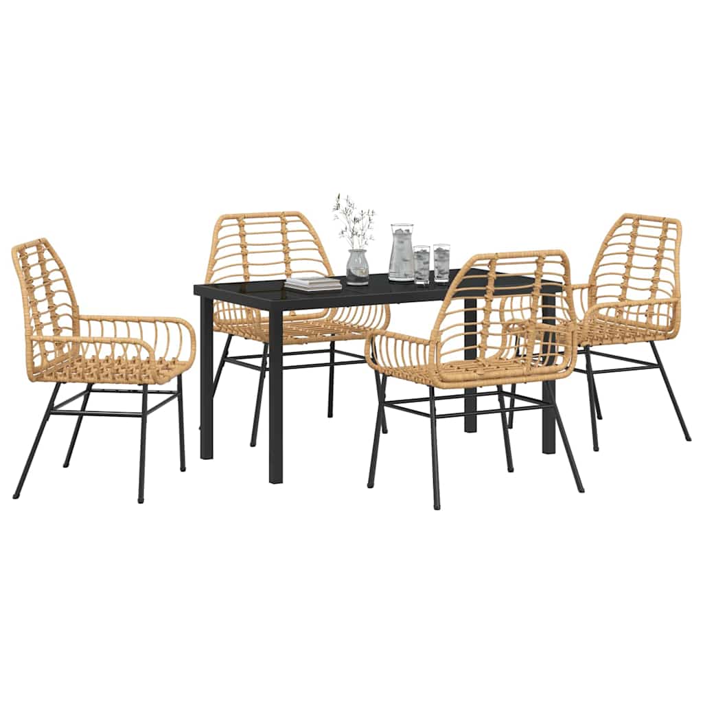 Set da Pranzo per Giardino 5 pcs Marrone polyrattan - homemem39