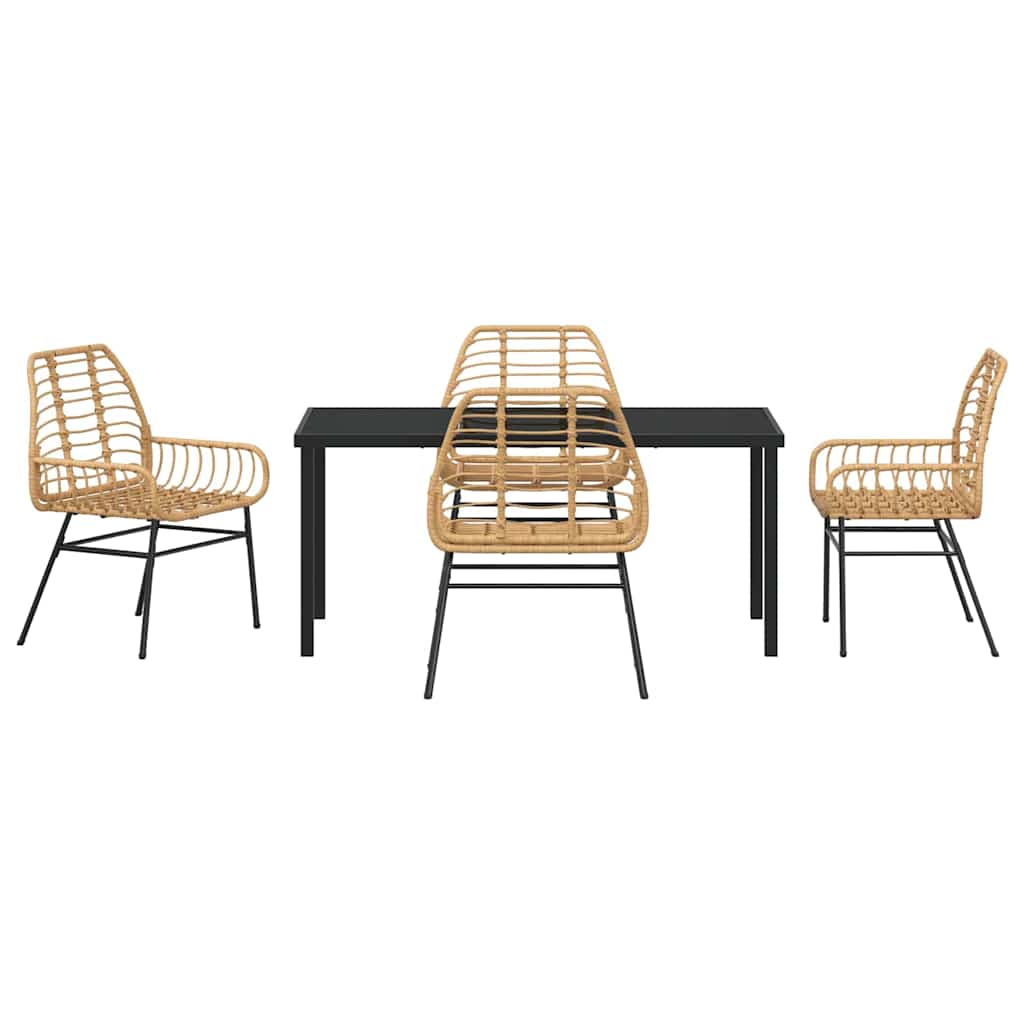 Set da Pranzo per Giardino 5 pcs Marrone polyrattan - homemem39