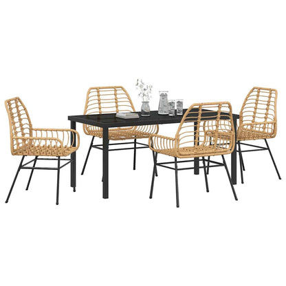 Set da Pranzo per Giardino 5 pcs Marrone polyrattan - homemem39
