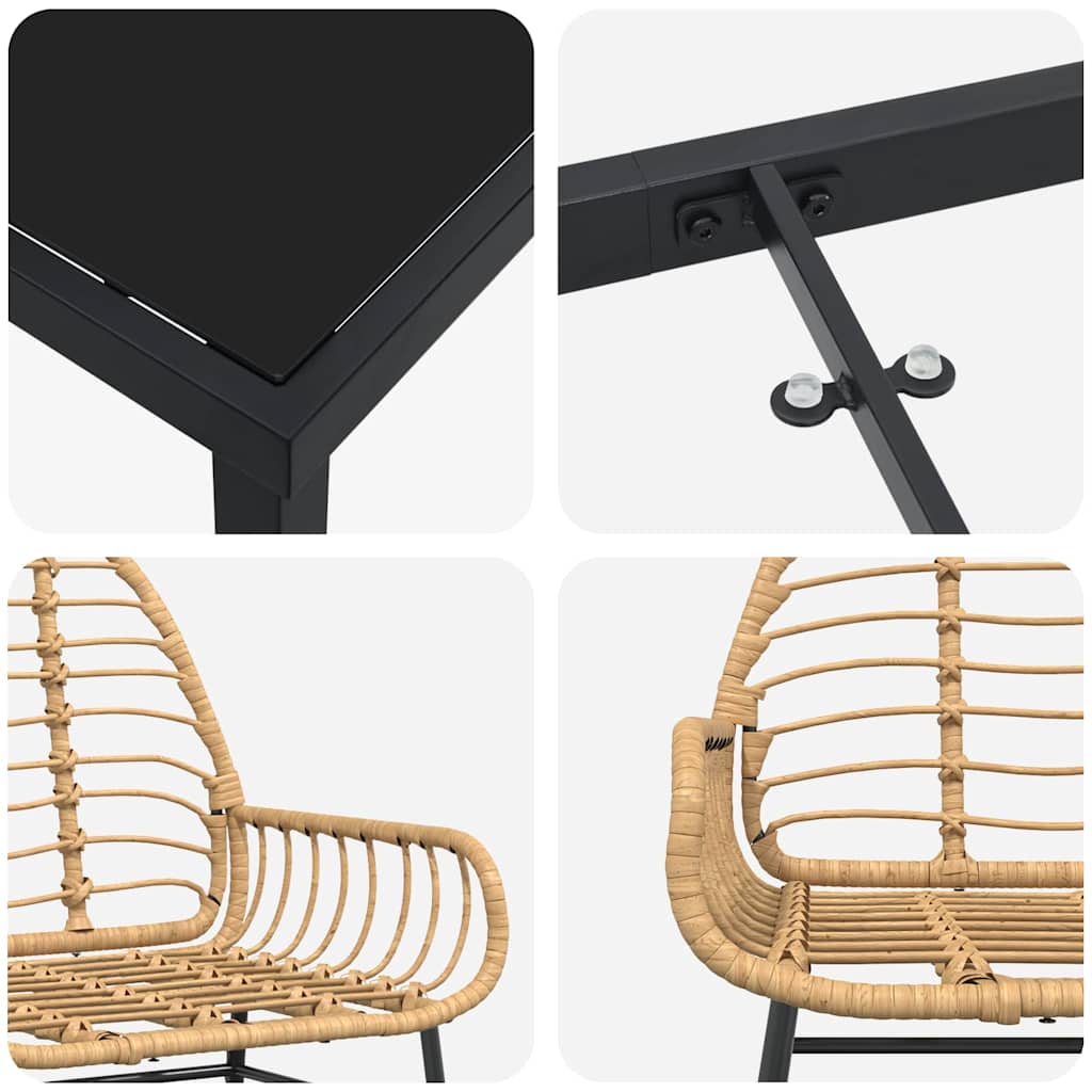 Set da Pranzo per Giardino 7 pcs Marrone polyrattan - homemem39