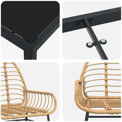 Set da Pranzo per Giardino 7 pcs Marrone polyrattan - homemem39