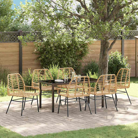 Set da Pranzo per Giardino 7 pcs Marrone polyrattan - homemem39