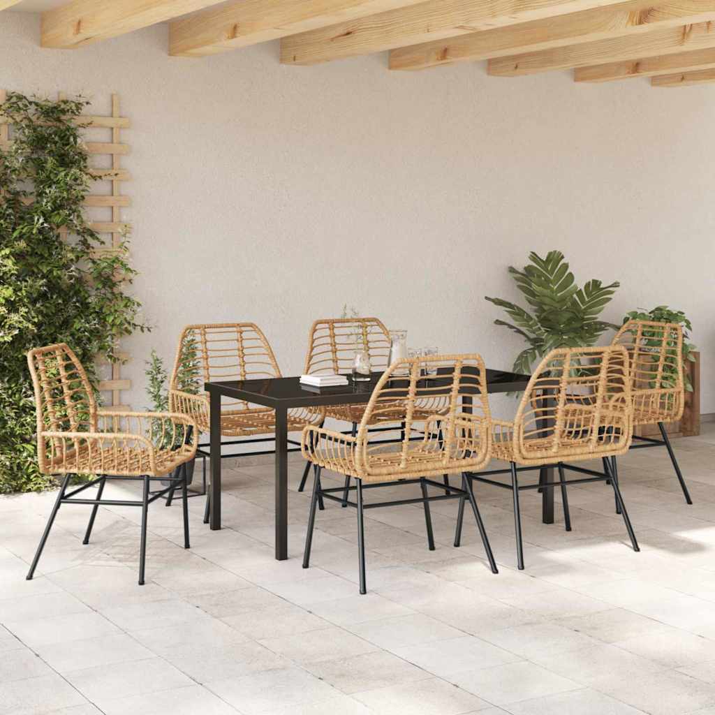 Set da Pranzo per Giardino 7 pcs Marrone polyrattan - homemem39