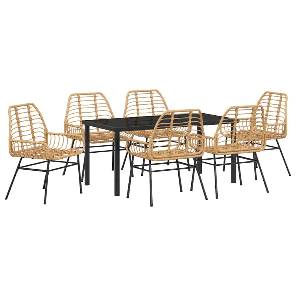 Set da Pranzo per Giardino 7 pcs Marrone polyrattan - homemem39