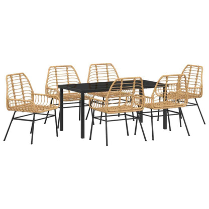 Set da Pranzo per Giardino 7 pcs Marrone polyrattan - homemem39