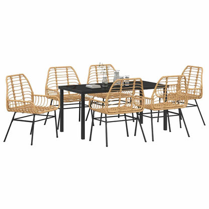 Set da Pranzo per Giardino 7 pcs Marrone polyrattan - homemem39