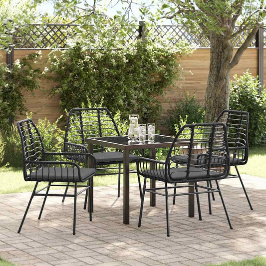 Set da Pranzo per Giardino 5 pcs Nero polyrattan - homemem39