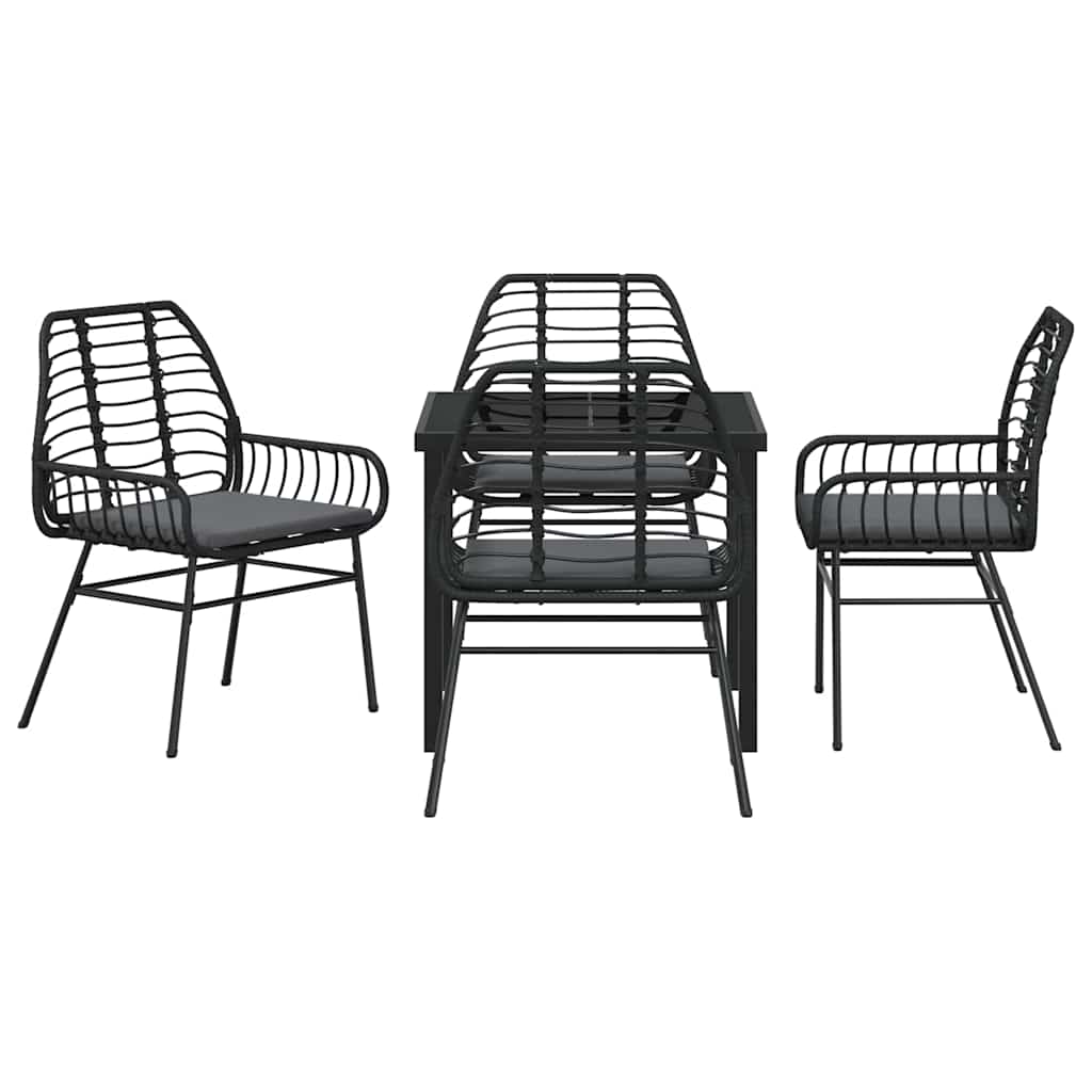 Set da Pranzo per Giardino 5 pcs Nero polyrattan - homemem39