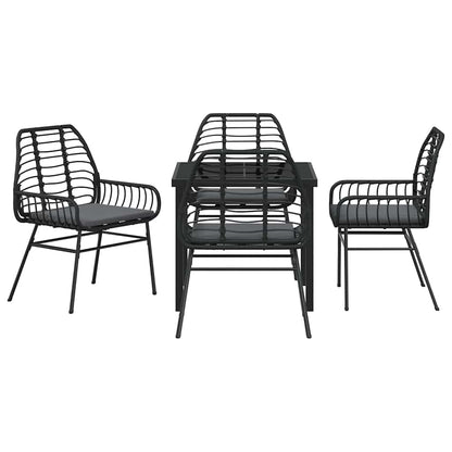 Set da Pranzo per Giardino 5 pcs Nero polyrattan - homemem39