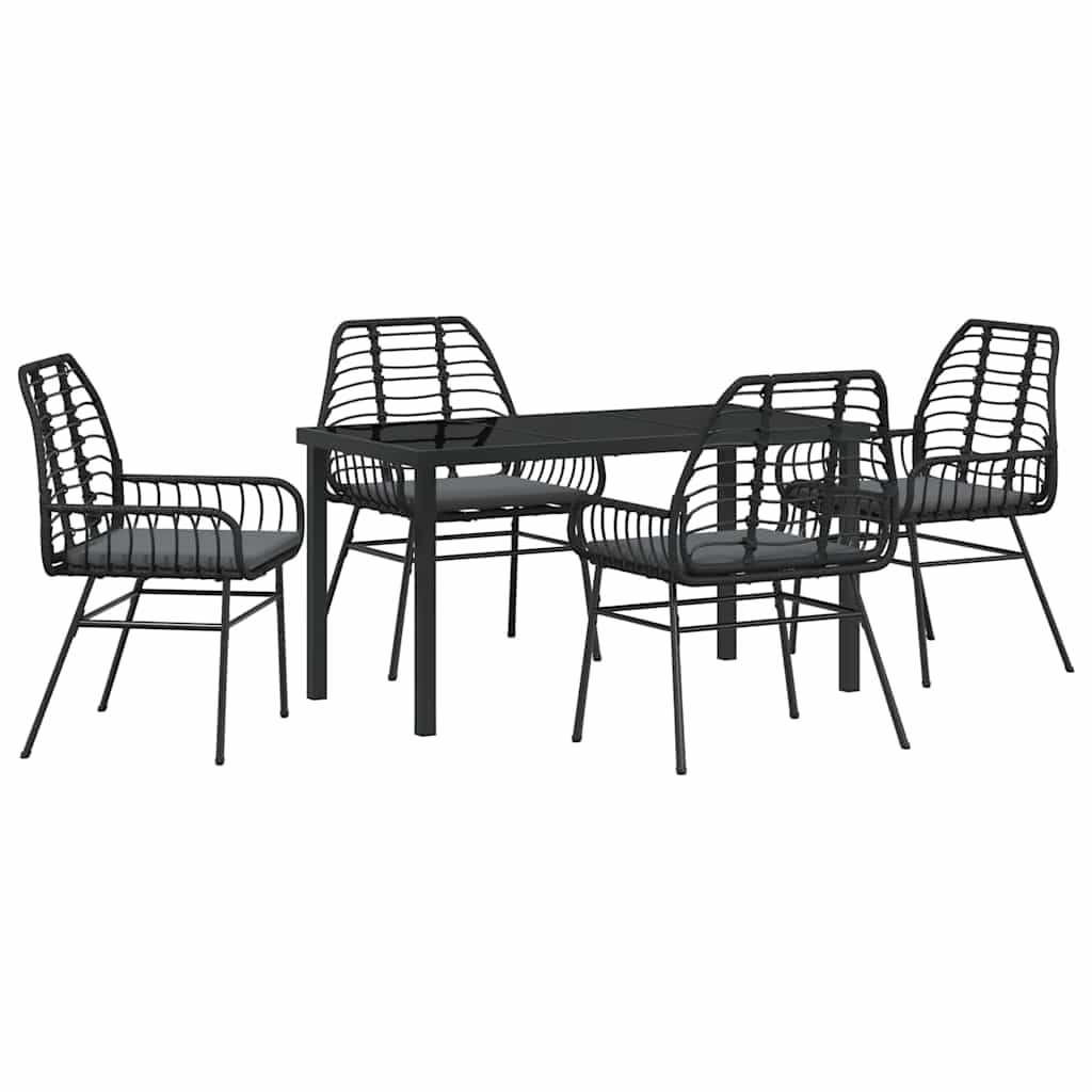 Set da Pranzo per Giardino 5 pcs Nero polyrattan - homemem39
