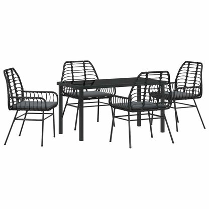 Set da Pranzo per Giardino 5 pcs Nero polyrattan - homemem39