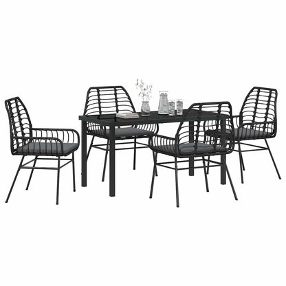 Set da Pranzo per Giardino 5 pcs Nero polyrattan - homemem39