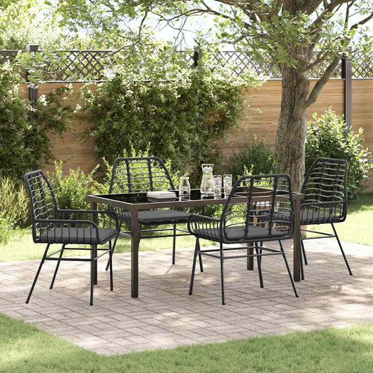 Set da Pranzo per Giardino 5 pcs Nero polyrattan - homemem39