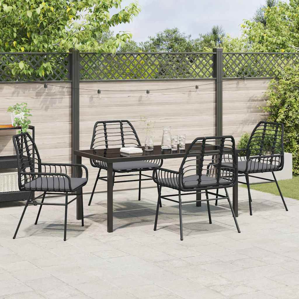 Set da Pranzo per Giardino 5 pcs Nero polyrattan - homemem39