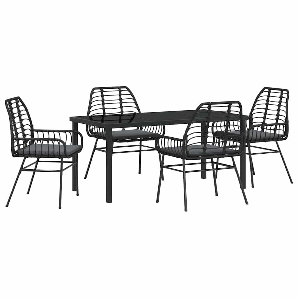 Set da Pranzo per Giardino 5 pcs Nero polyrattan - homemem39