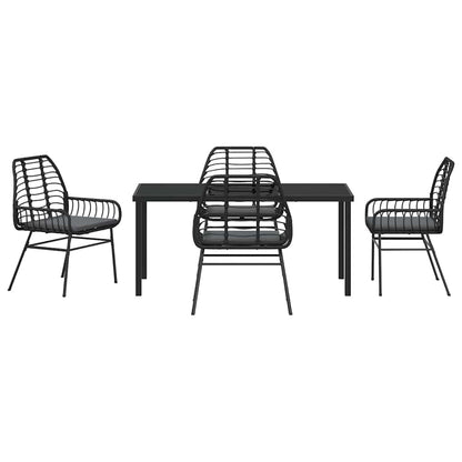 Set da Pranzo per Giardino 5 pcs Nero polyrattan - homemem39
