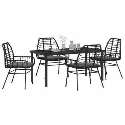 Set da Pranzo per Giardino 5 pcs Nero polyrattan - homemem39