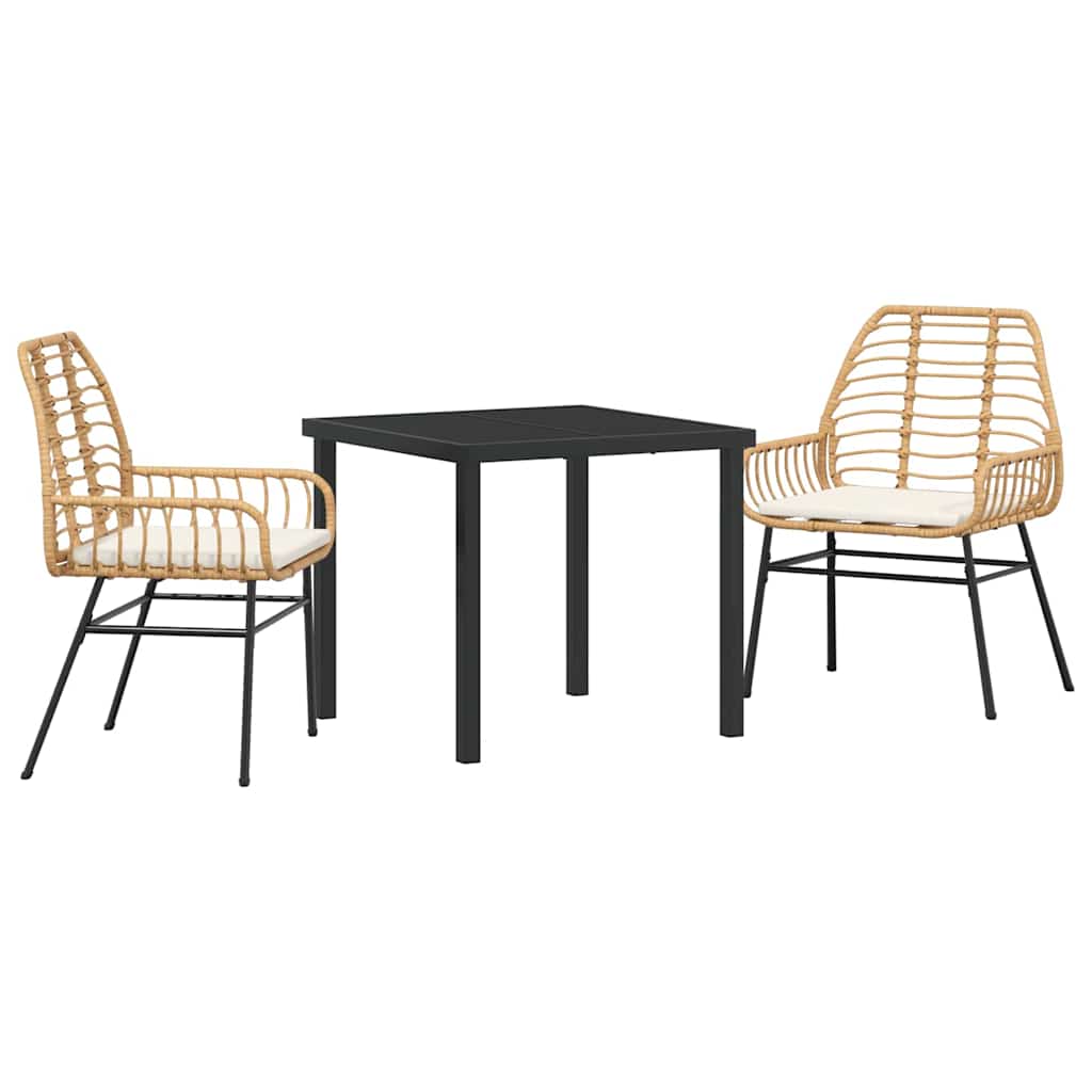 Set da Pranzo per Giardino 3 pcs Marrone polyrattan - homemem39