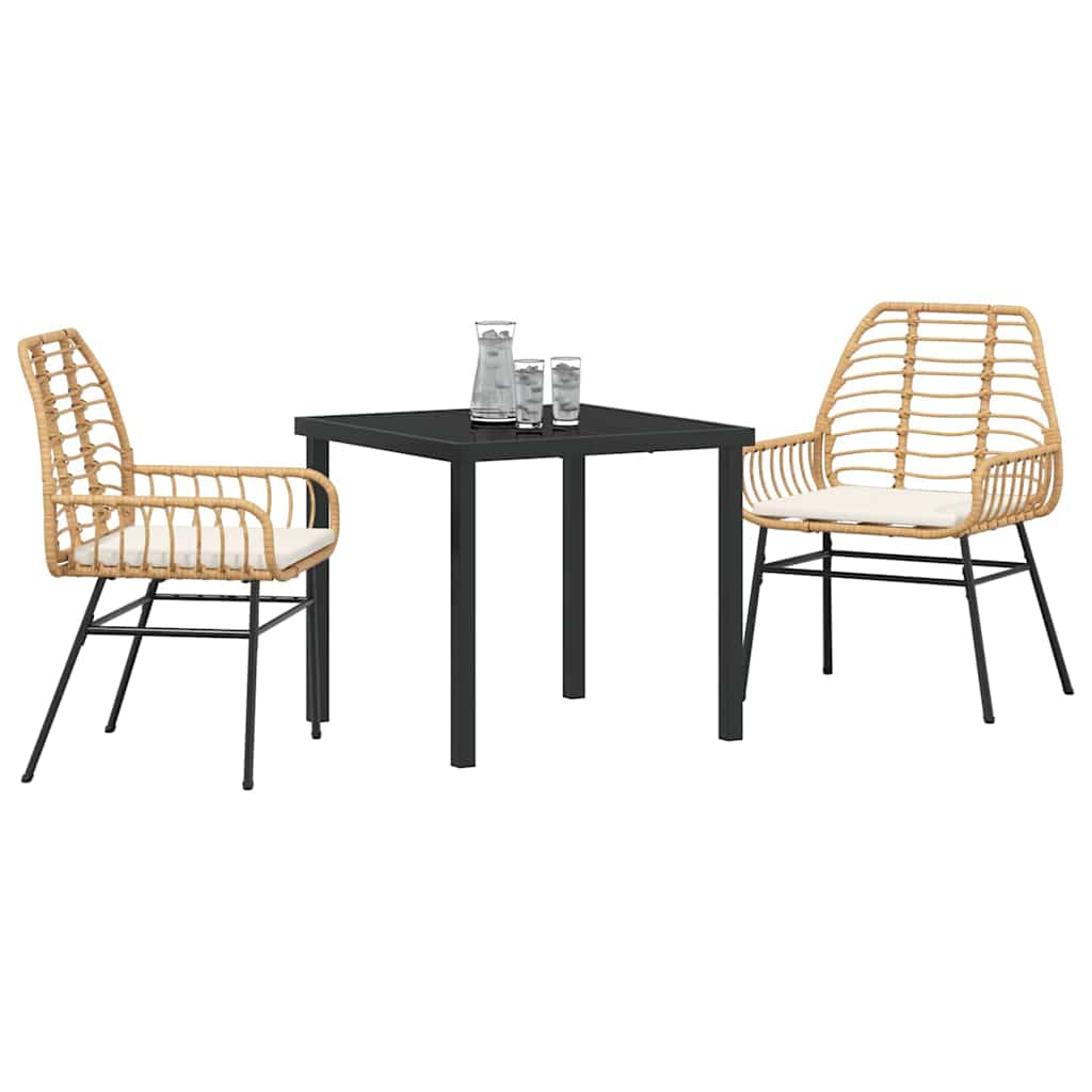 Set da Pranzo per Giardino 3 pcs Marrone polyrattan - homemem39