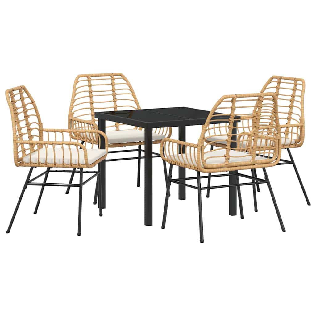 Set da Pranzo per Giardino 5 pcs Marrone polyrattan - homemem39
