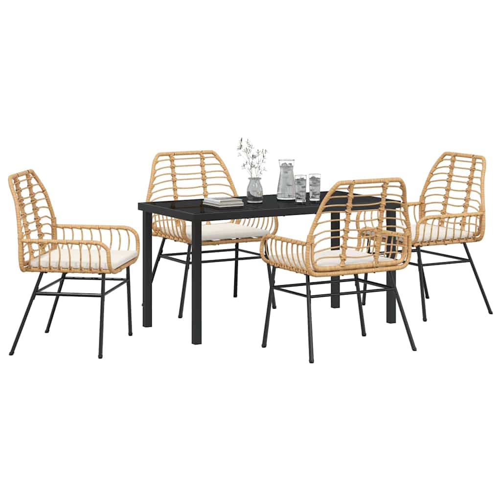 Set da Pranzo per Giardino 5 pcs Marrone polyrattan - homemem39