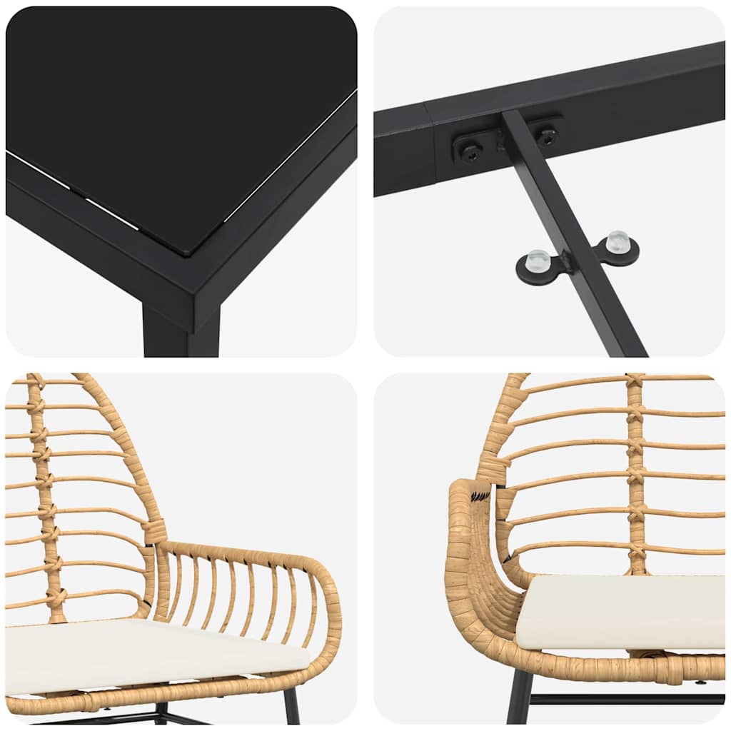 Set da Pranzo per Giardino 5 pcs Marrone polyrattan - homemem39