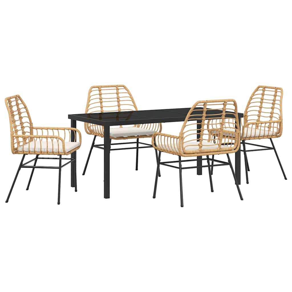 Set da Pranzo per Giardino 5 pcs Marrone polyrattan - homemem39