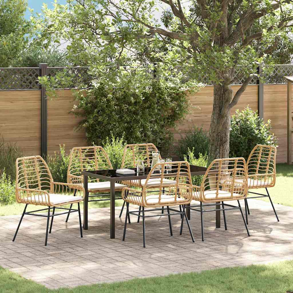 Set da Pranzo per Giardino 7 pcs Marrone polyrattan - homemem39