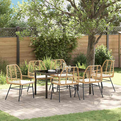 Set da Pranzo per Giardino 7 pcs Marrone polyrattan - homemem39