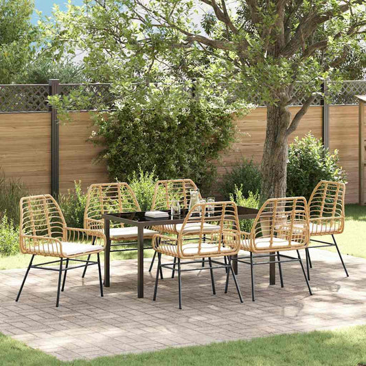 Set da Pranzo per Giardino 7 pcs Marrone polyrattan - homemem39