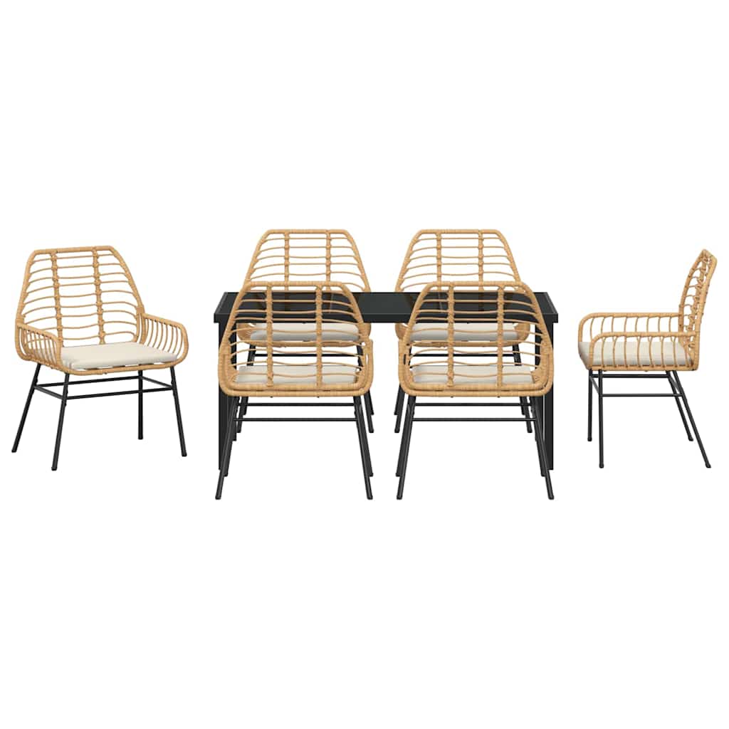 Set da Pranzo per Giardino 7 pcs Marrone polyrattan - homemem39