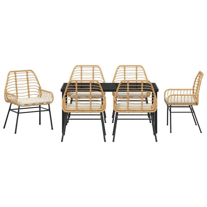 Set da Pranzo per Giardino 7 pcs Marrone polyrattan - homemem39