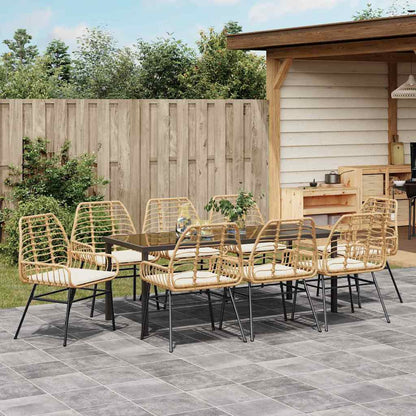 Set da Pranzo per Giardino 9 pcs Marrone polyrattan | homemem39