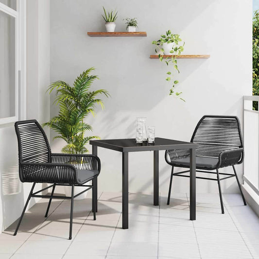 Set da Pranzo per Giardino 3 pcs Nero polyrattan - homemem39