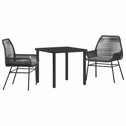 Set da Pranzo per Giardino 3 pcs Nero polyrattan - homemem39