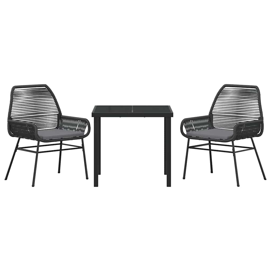 Set da Pranzo per Giardino 3 pcs Nero polyrattan - homemem39