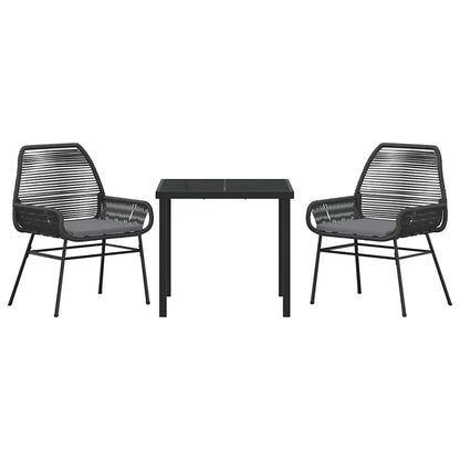 Set da Pranzo per Giardino 3 pcs Nero polyrattan - homemem39